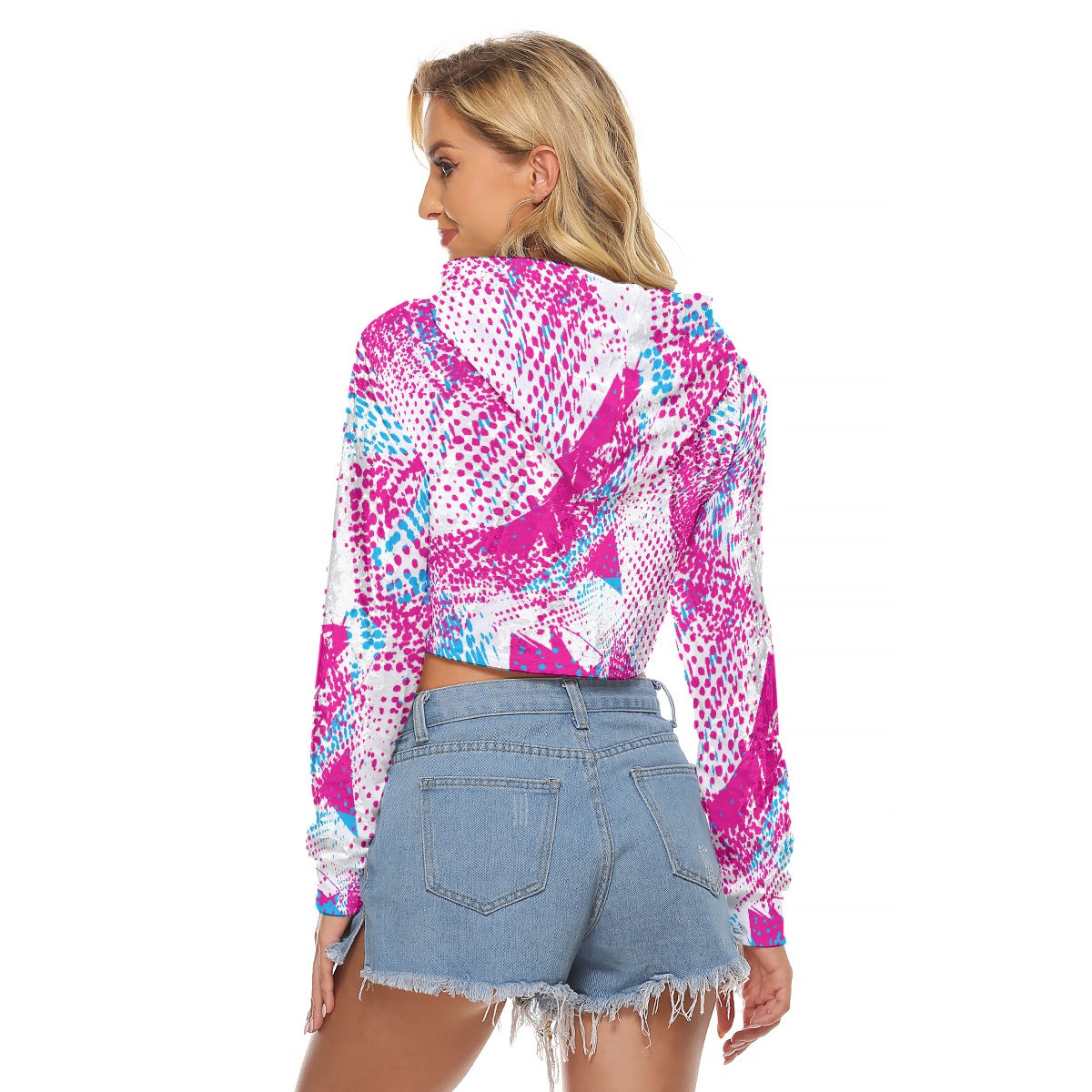 All-Over Print Women's Crop Top Hoodie|Velvet