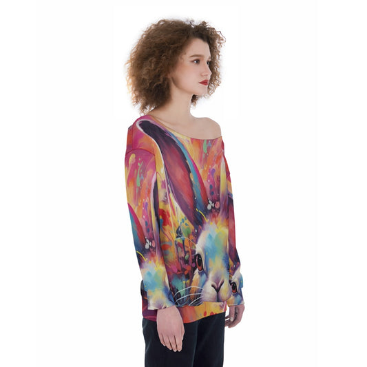 All-Over Print Oversized Women's Off-Shoulder Sweatshirt