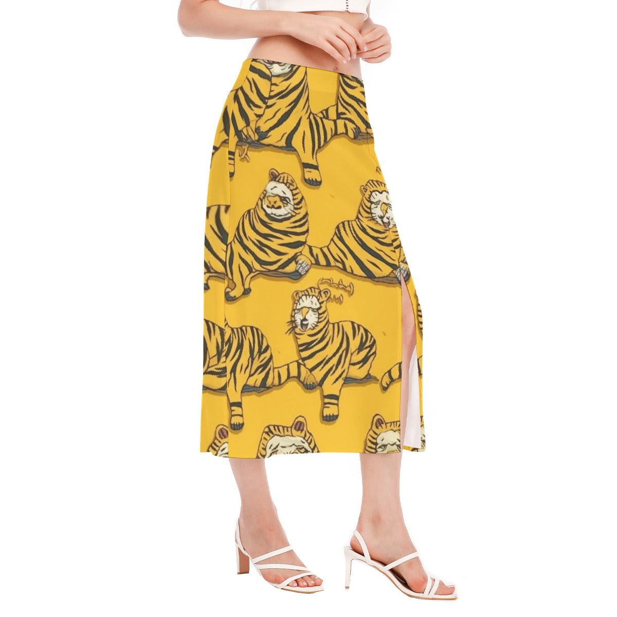All-Over Print Women's High Slit Long Skirt