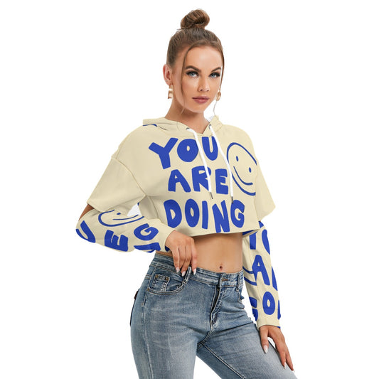 All-Over Print Women's Heavy Fleece Hoodie With Hollow Out Sleeve