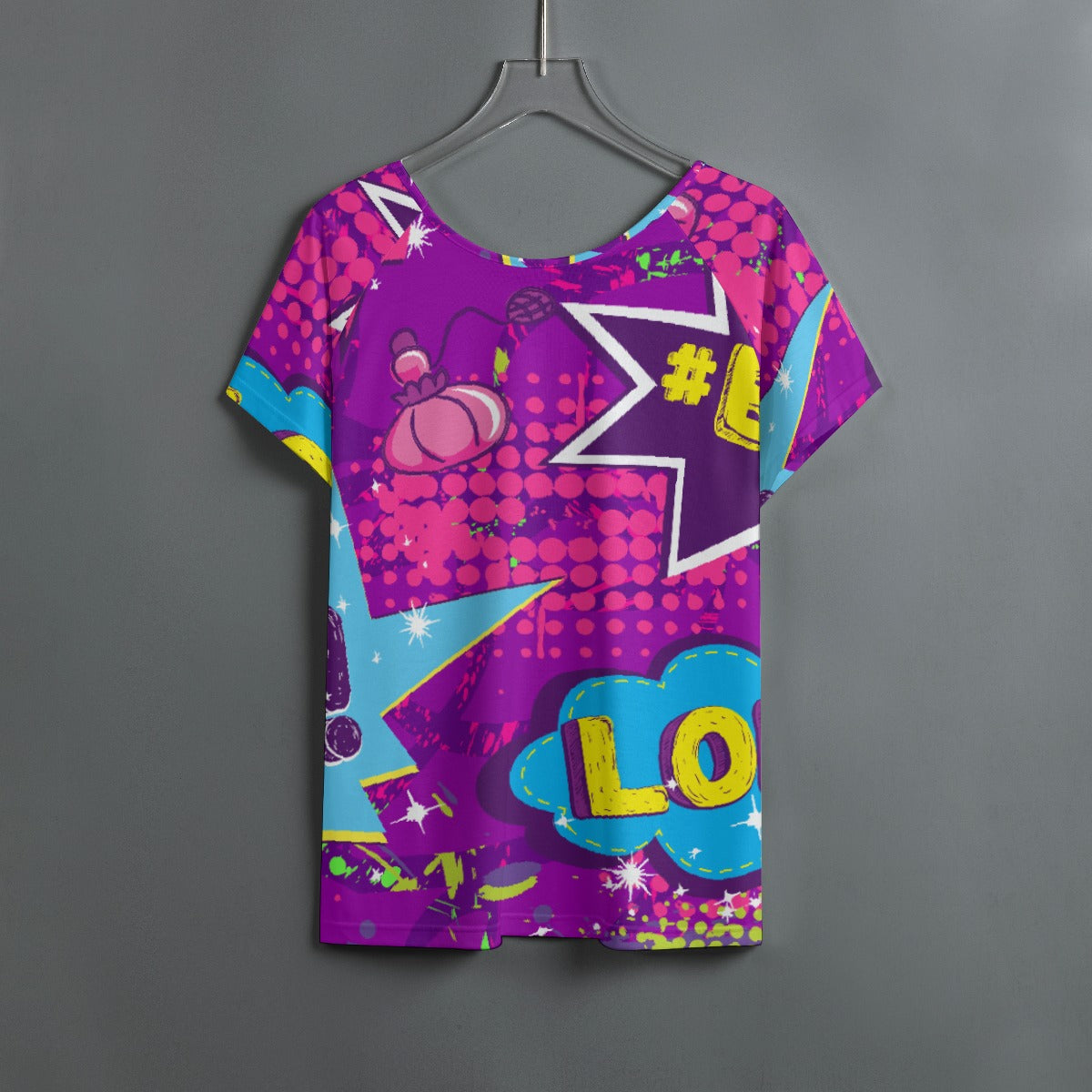 All-Over Print Women's Round Neck T-shirt With Raglan Sleeve