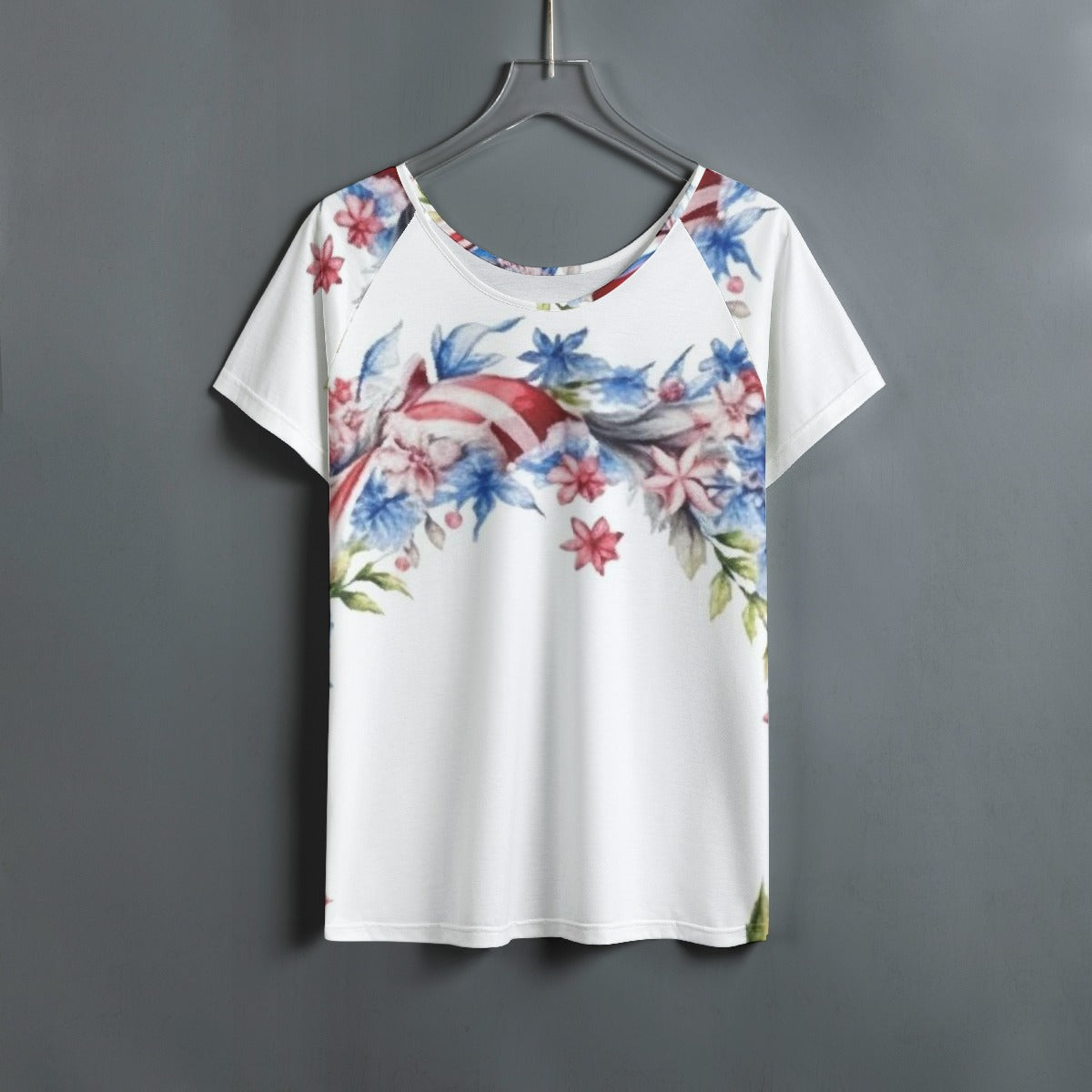All-Over Print Women's Round Neck T-shirt With Raglan Sleeve