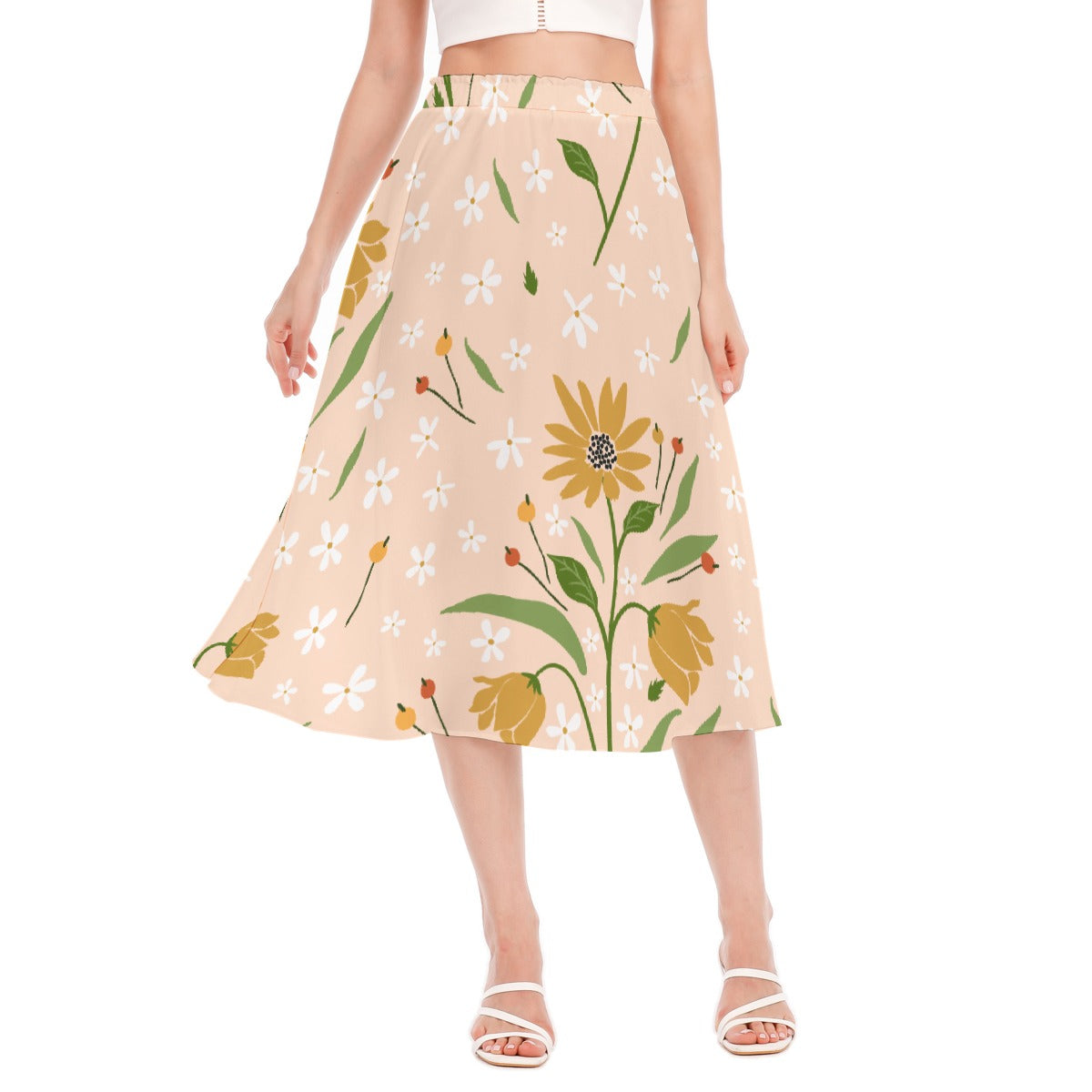 All-Over Print Women's Long Section Chiffon Skirt