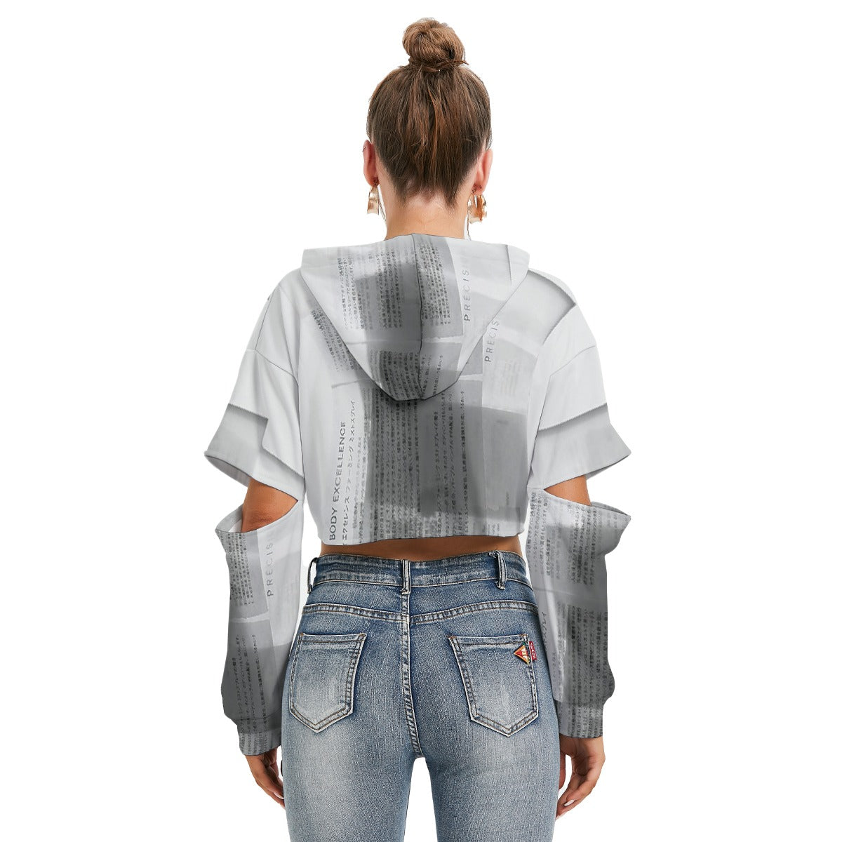 All-Over Print Women's Heavy Fleece Hoodie With Hollow Out Sleeve