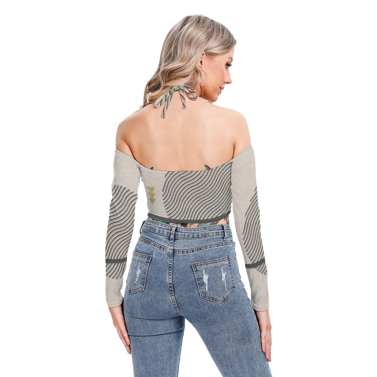 All-Over Print Women's Halter Lace-up Top