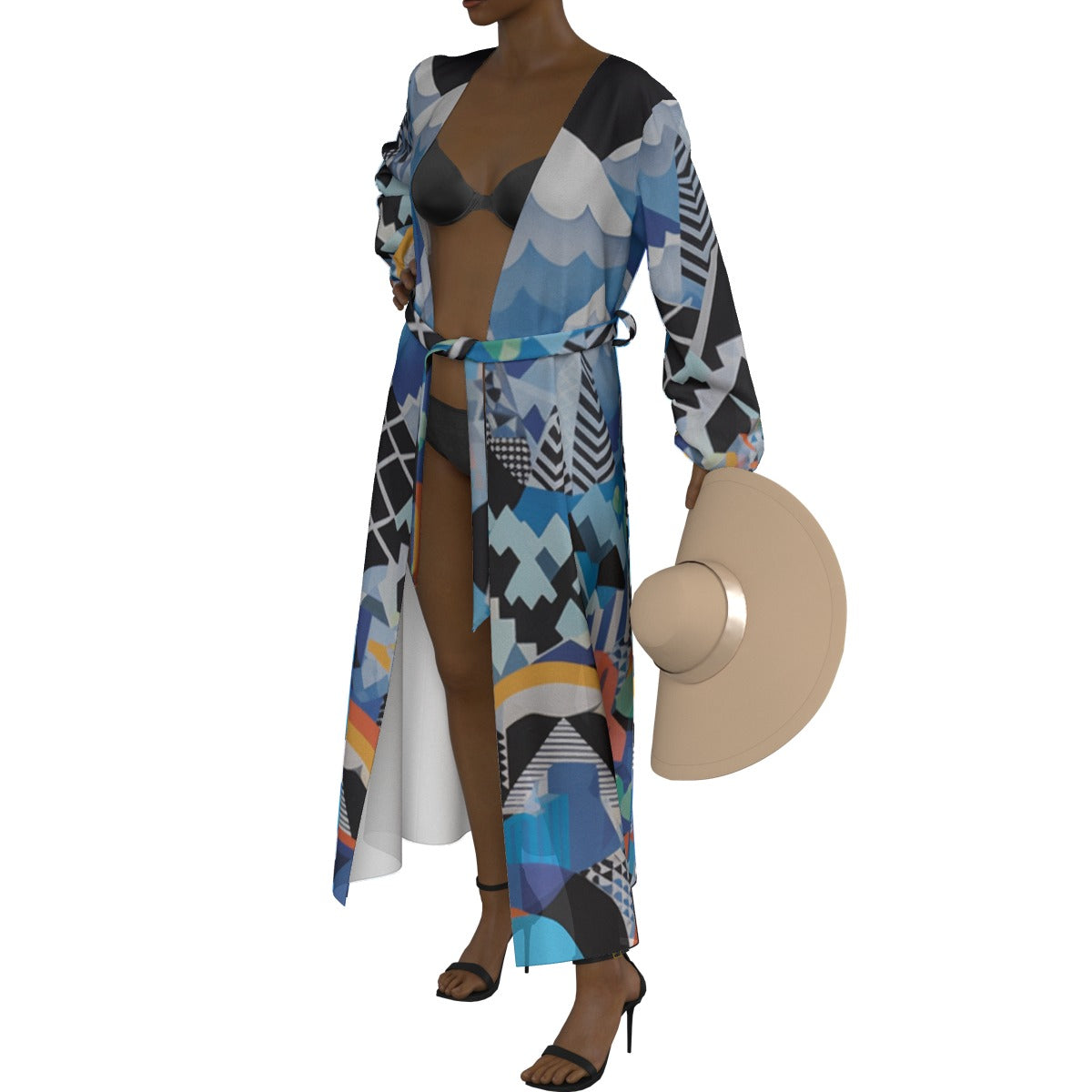 All-Over Print Women's Lace-up Chiffon Robe