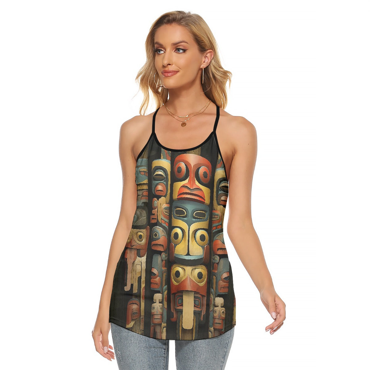All-Over Print Women's Criss-Cross Open Back Tank Top
