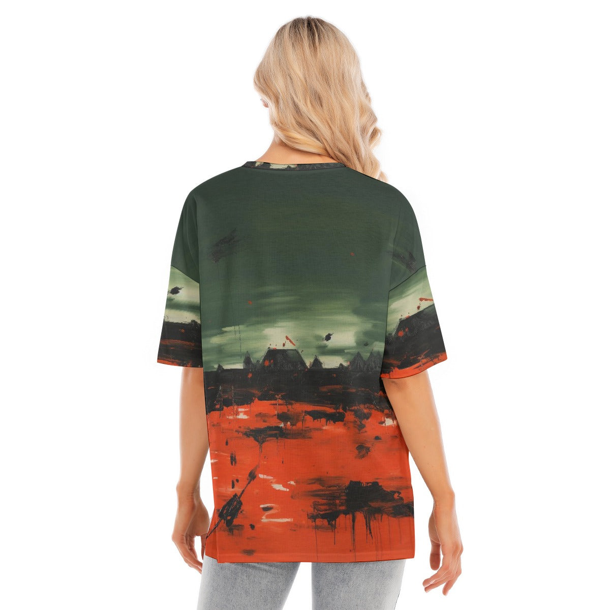 All-Over Print Women's Short Sleeves T-shirt With Hem Split