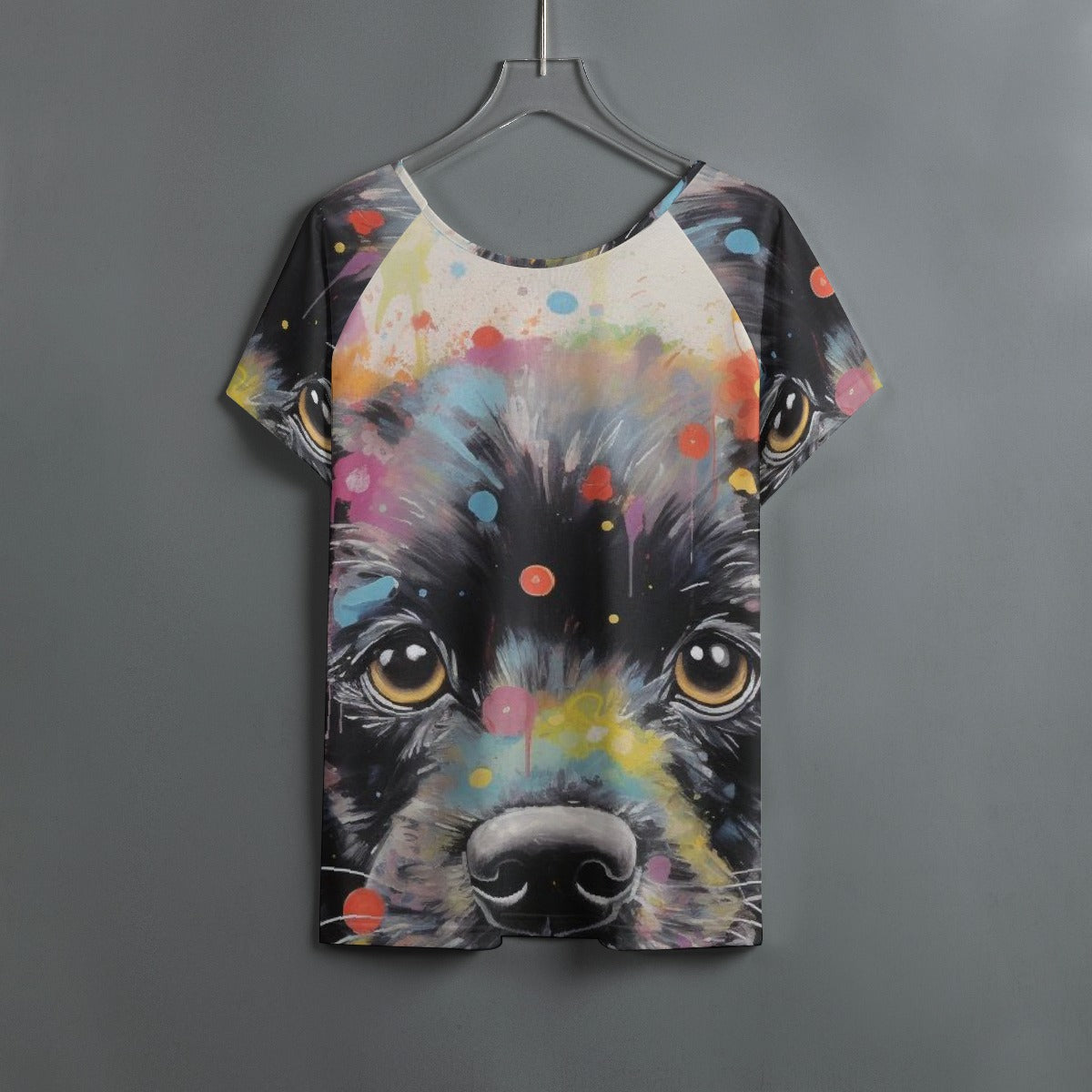 All-Over Print Women's Round Neck T-shirt With Raglan Sleeve