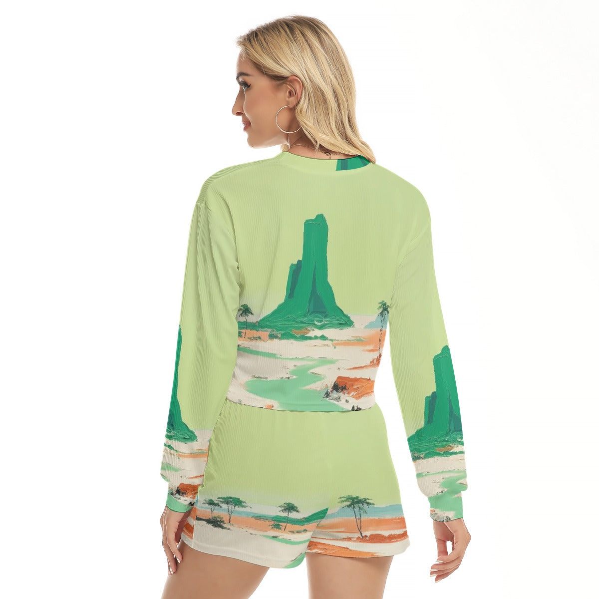 All-Over Print Women's Short Sweatshirt And Pants Suit