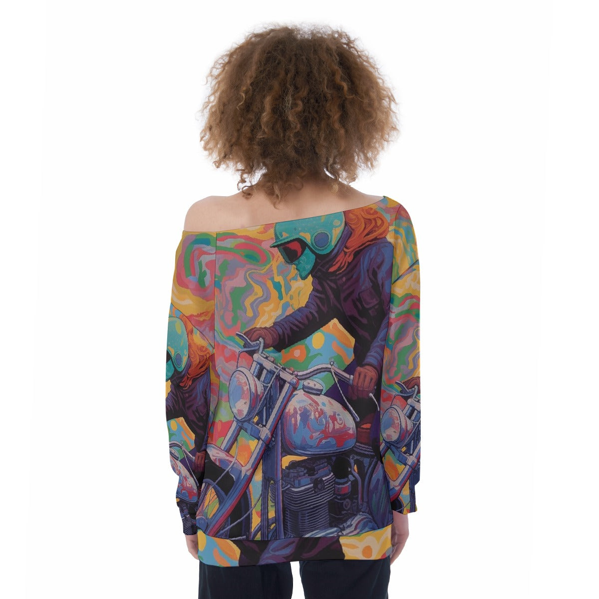All-Over Print Oversized Women's Off-Shoulder Sweatshirt