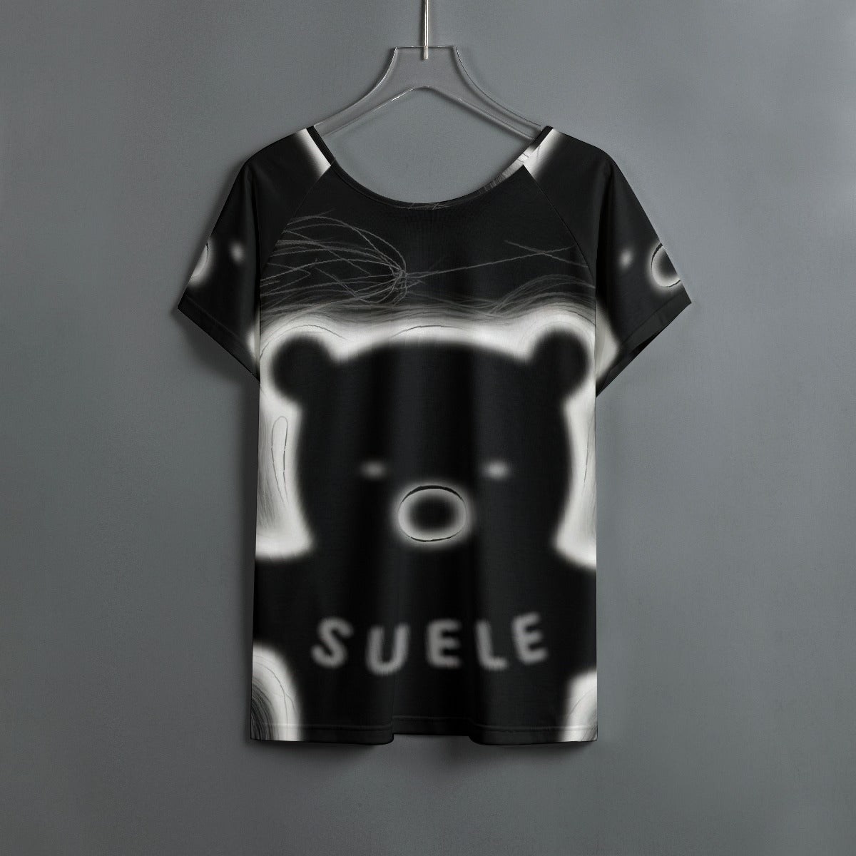 All-Over Print Women's Round Neck T-shirt With Raglan Sleeve