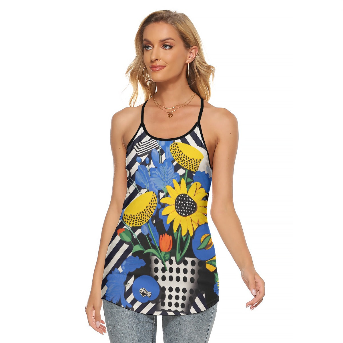 All-Over Print Women's Criss-Cross Open Back Tank Top