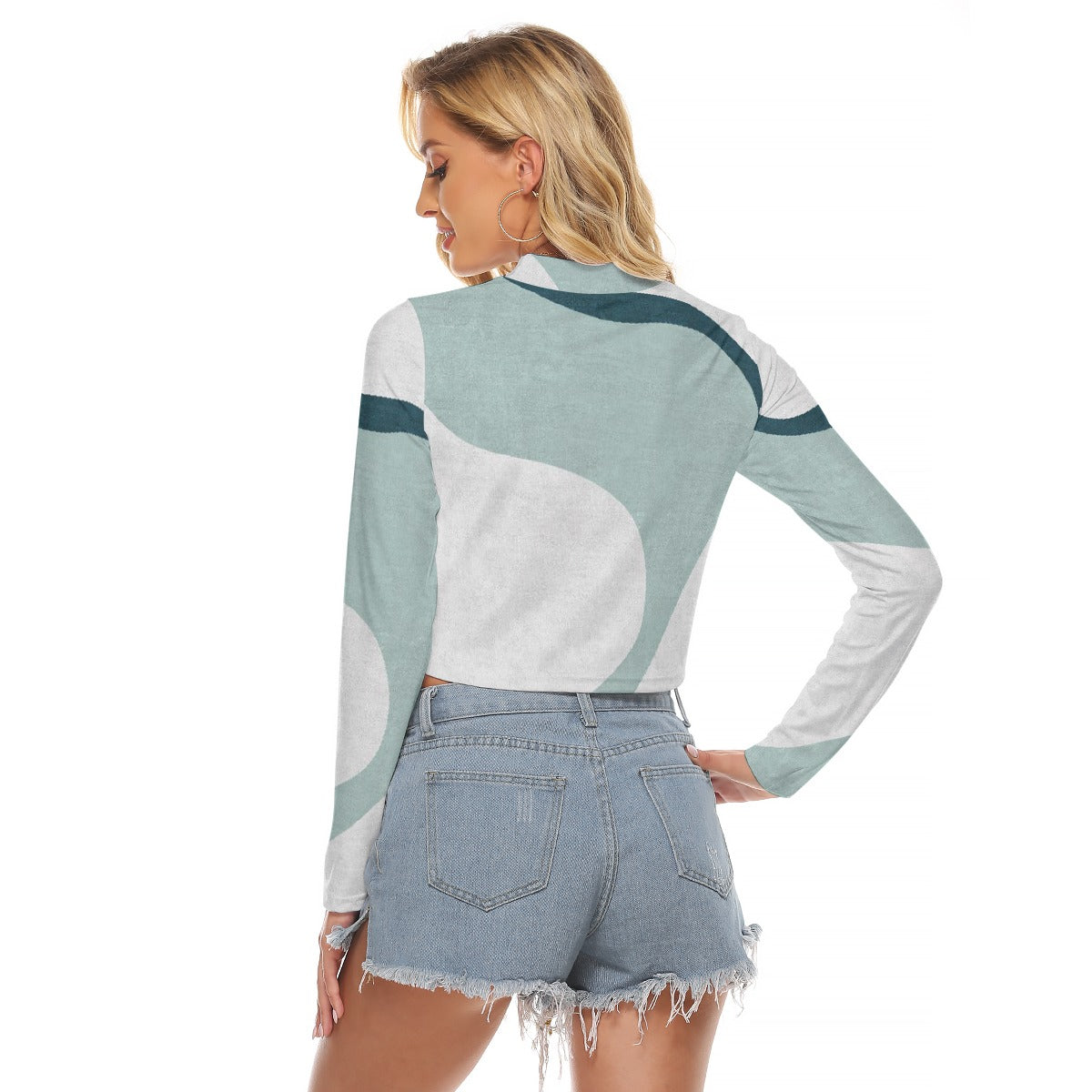 All-Over Print Women's Hollow Chest Keyhole Tight Crop Top