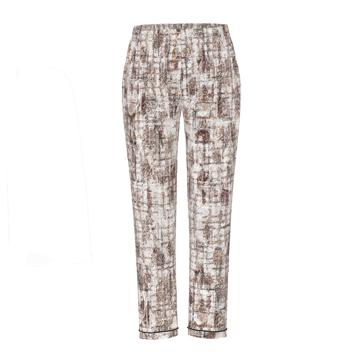 All-Over Print Women's Long Sleeve Pajama Set With Black Contrast Piping