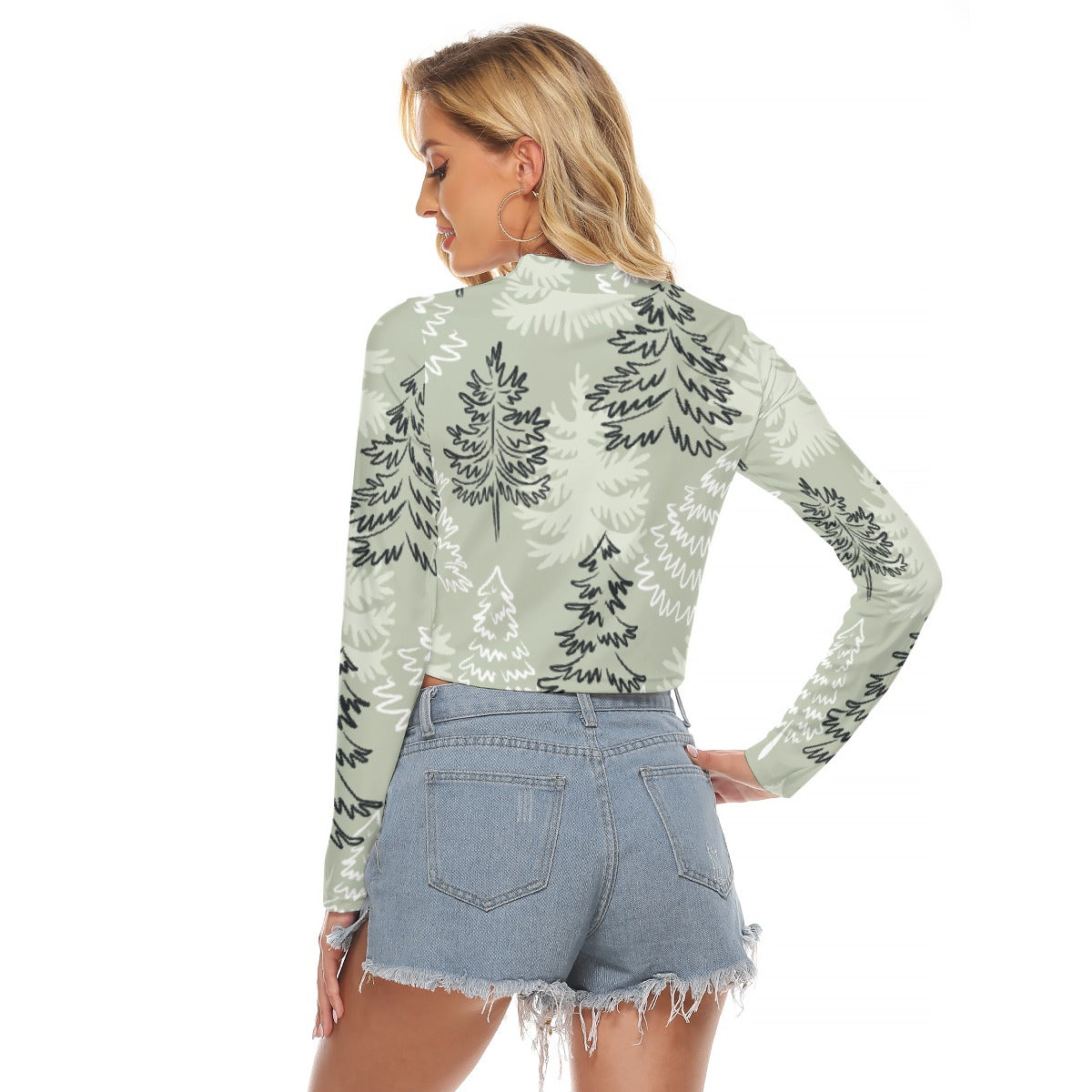 All-Over Print Women's Hollow Chest Keyhole Tight Crop Top