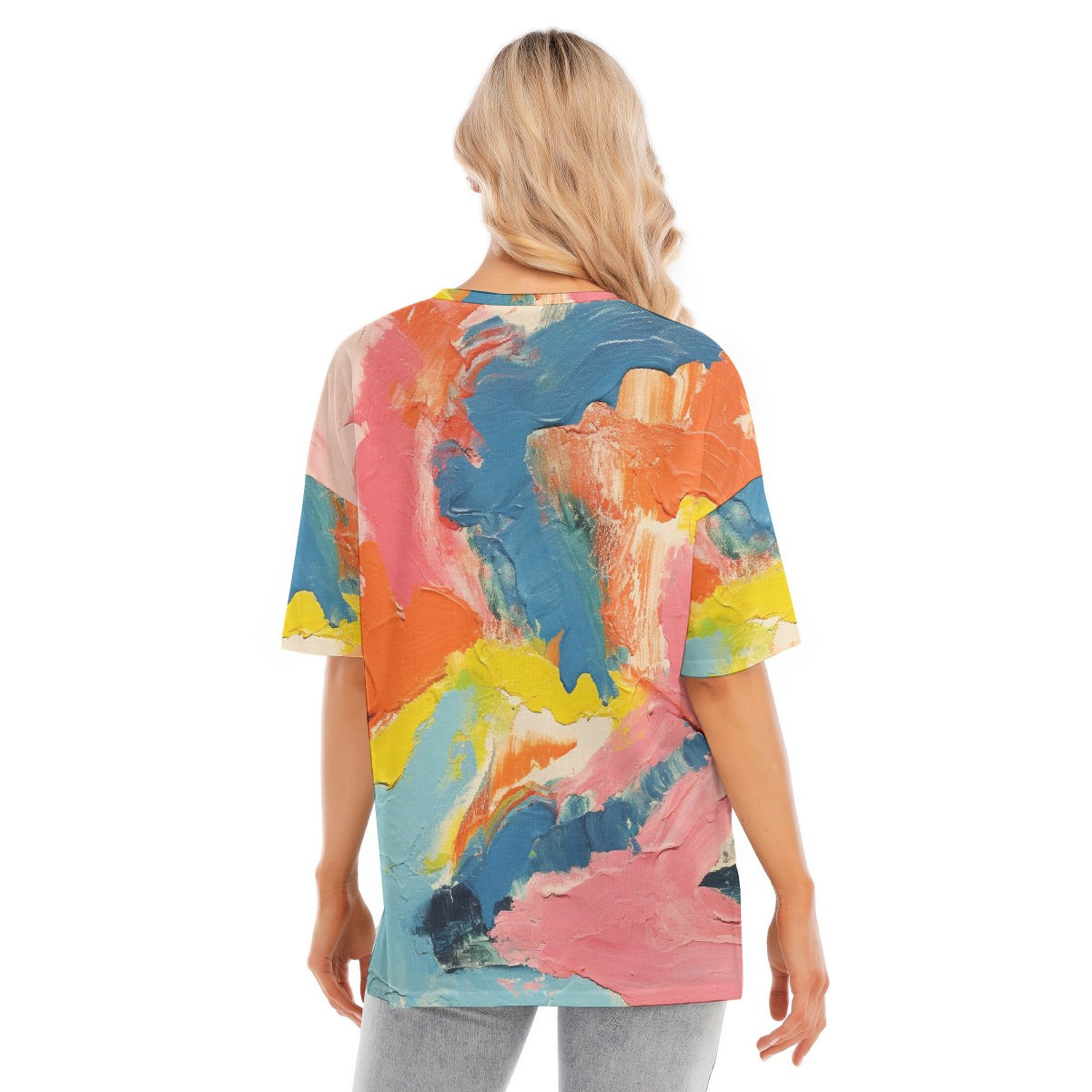 All-Over Print Women's Short Sleeves T-shirt With Hem Split