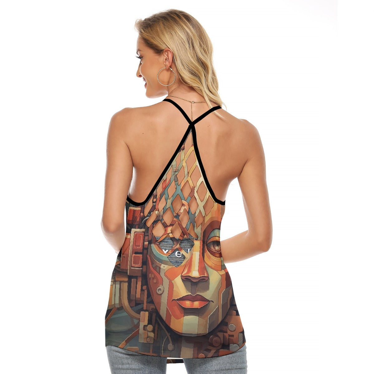 All-Over Print Women's Criss-Cross Open Back Tank Top