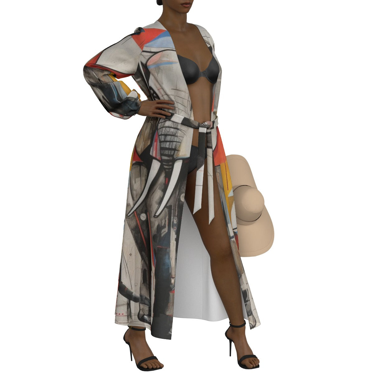 All-Over Print Women's Lace-up Chiffon Robe