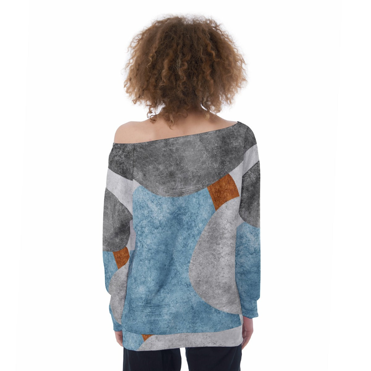 All-Over Print Oversized Women's Off-Shoulder Sweatshirt