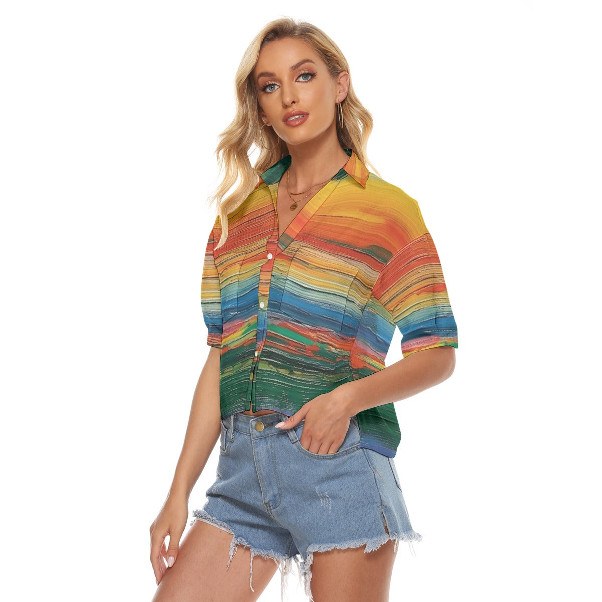 All-Over Print Women's V-neck Shirts
