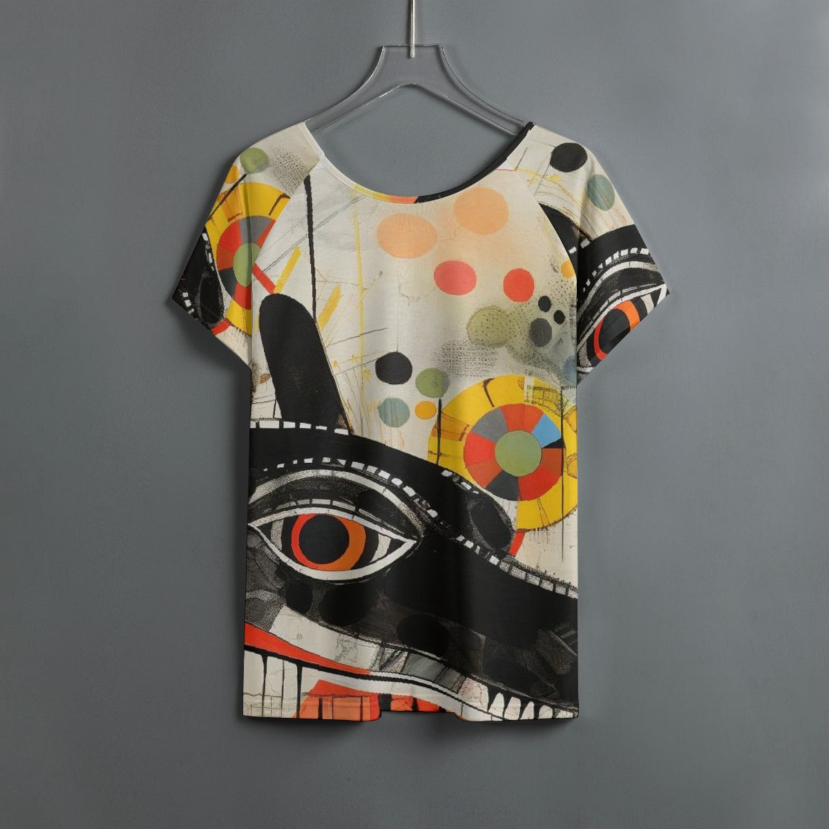 All-Over Print Women's Round Neck T-shirt With Raglan Sleeve