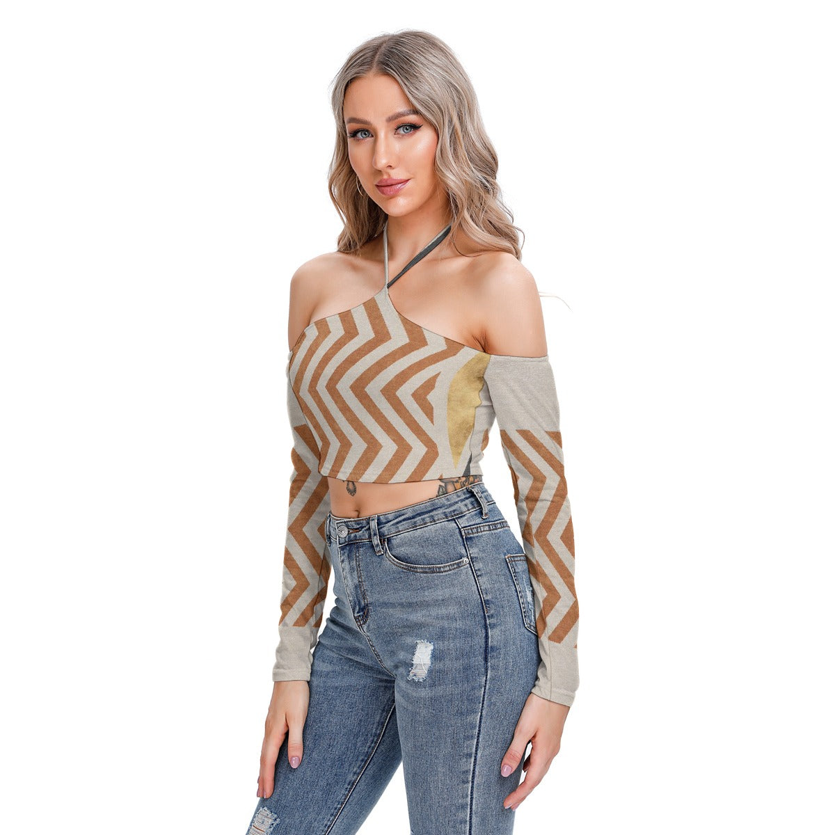 All-Over Print Women's Halter Lace-up Top