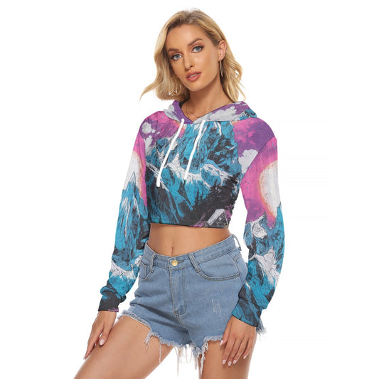 All-Over Print Women's Crop Top Hoodie|Velvet