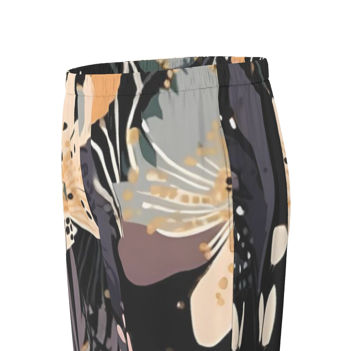 All-Over Print Women's Long Sleeve Pajama Set With Black Contrast Piping