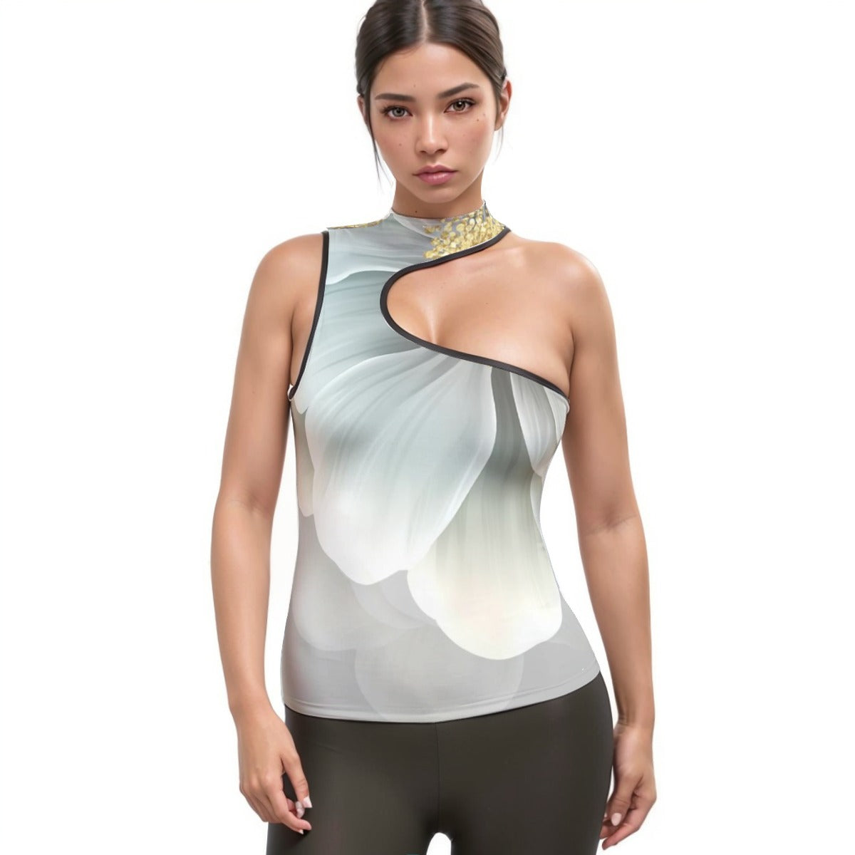 All-Over Print Women's Halter Sleeveless Asymmetrical Tank Top