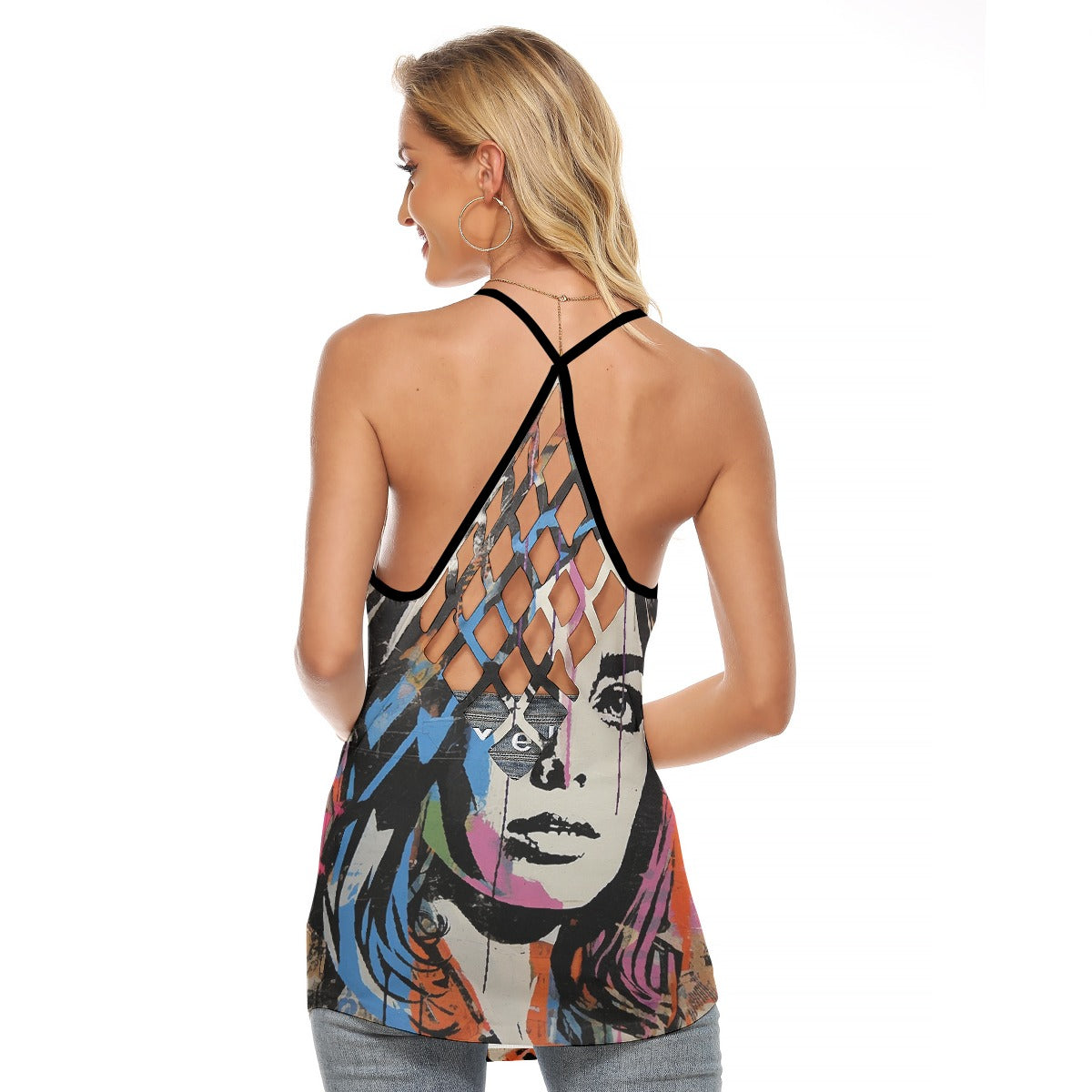 All-Over Print Women's Criss-Cross Open Back Tank Top