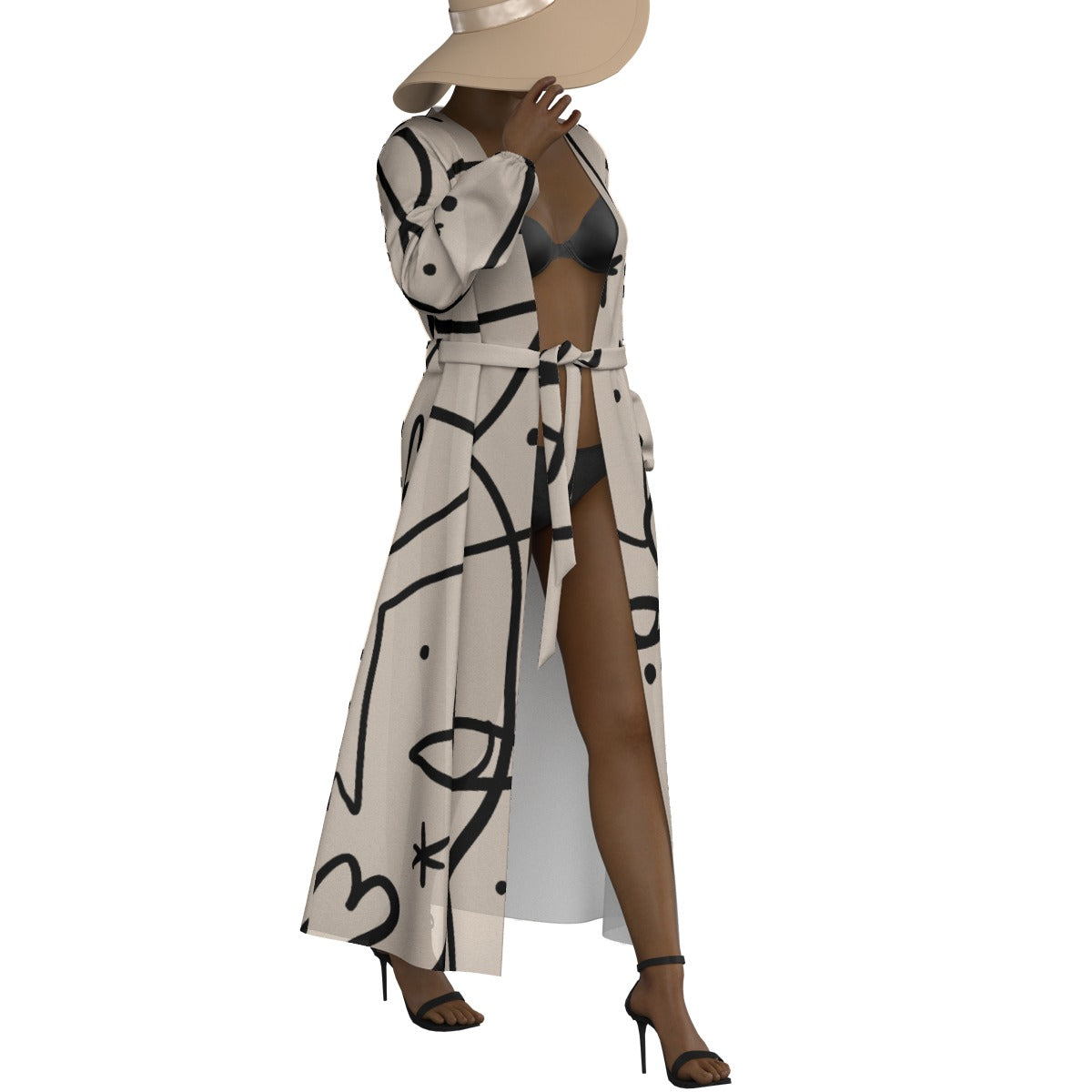 All-Over Print Women's Lace-up Chiffon Robe