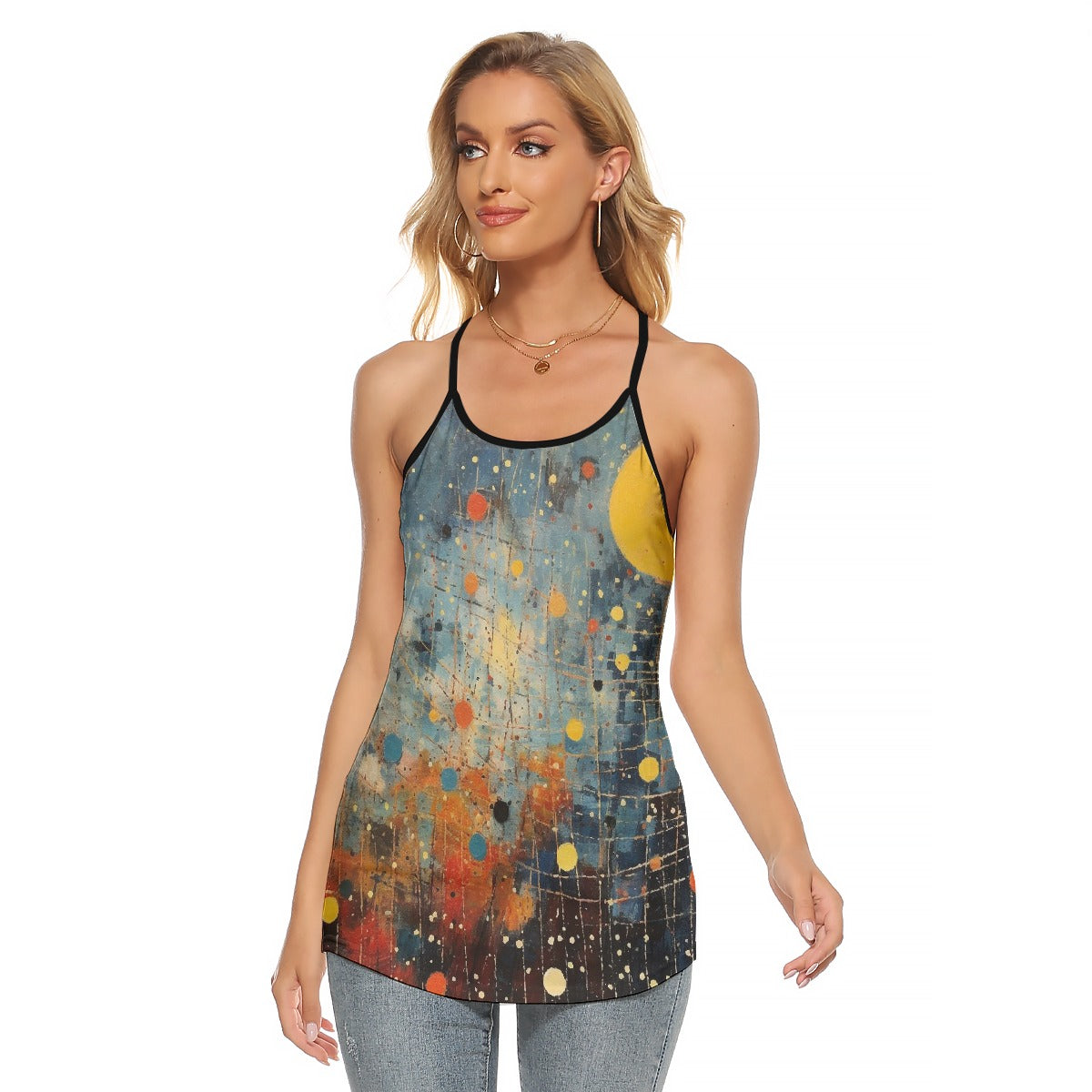 All-Over Print Women's Criss-Cross Open Back Tank Top