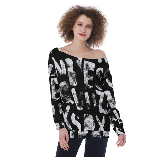 All-Over Print Oversized Women's Off-Shoulder Sweatshirt