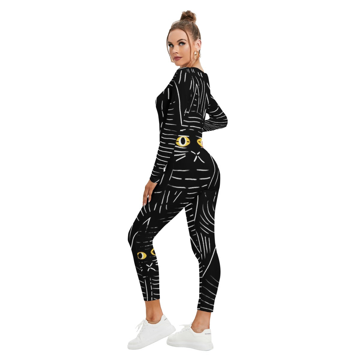 All-Over Print Women's Plunging Neck Jumpsuit