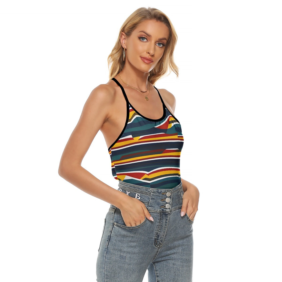 All-Over Print Women's Criss-Cross Open Back Tank Top