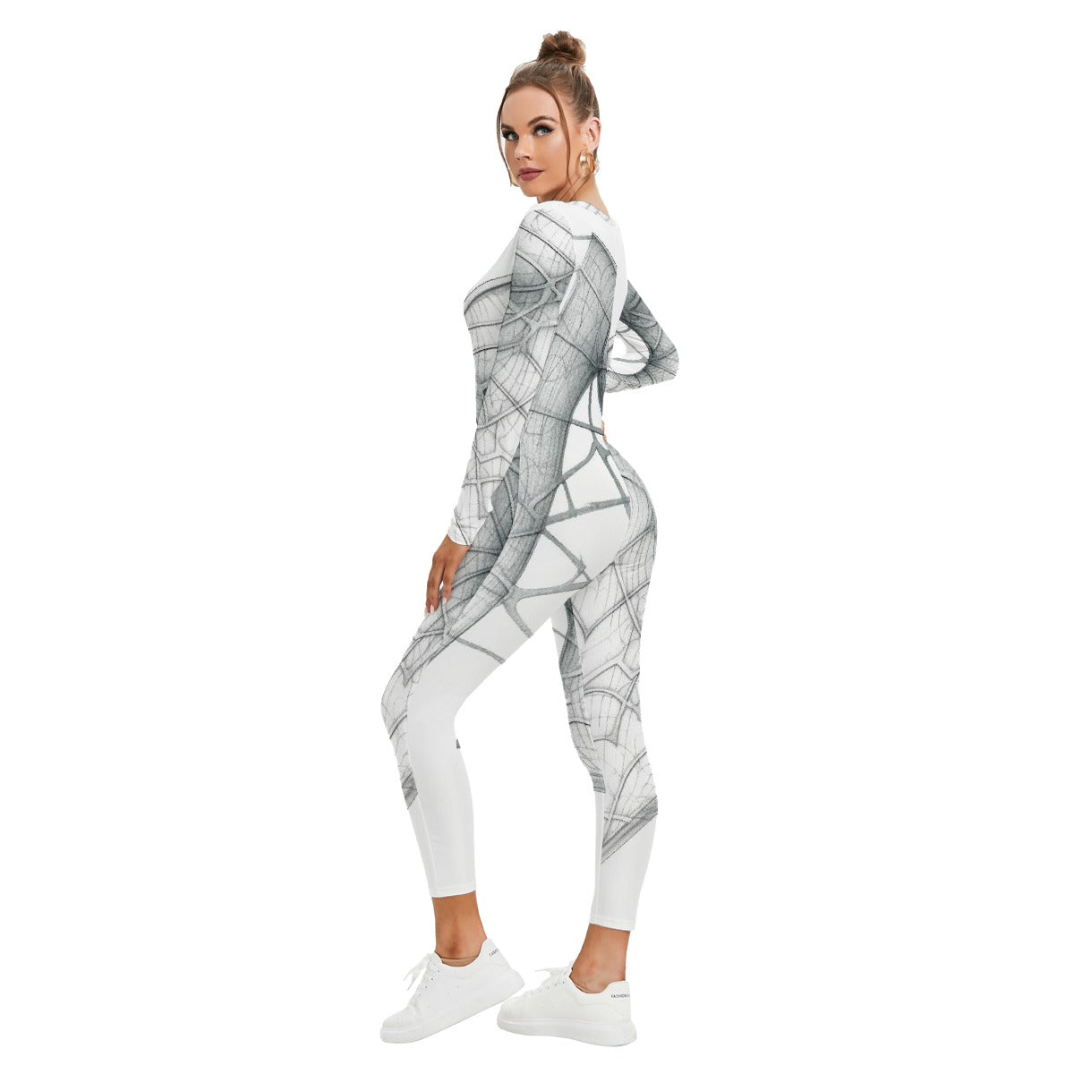 All-Over Print Women's Plunging Neck Jumpsuit