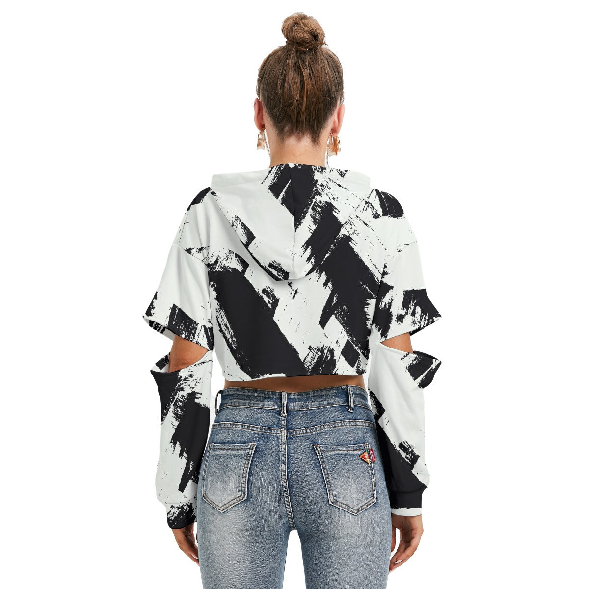 All-Over Print Women's Heavy Fleece Hoodie With Hollow Out Sleeve