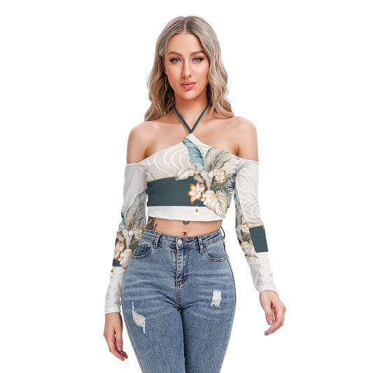 All-Over Print Women's Halter Lace-up Top