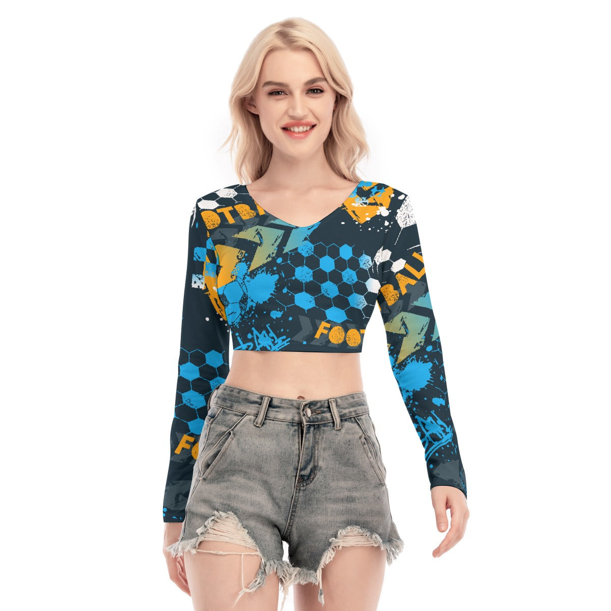 All-Over Print Women's Back Hollow T-shirt With Strap