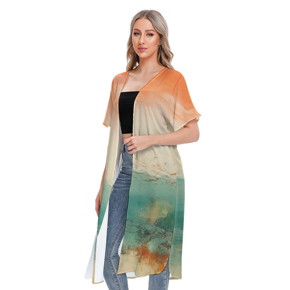 All-Over Print Women's Short Sleeve Cardigan