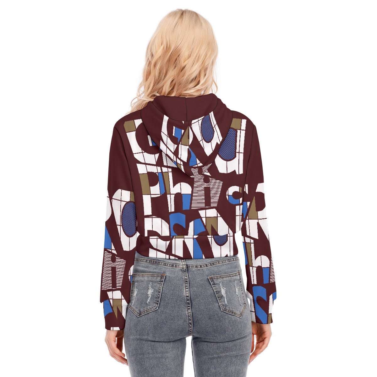 All-Over Print Women's Crop Top Hoodie With Zipper Closure