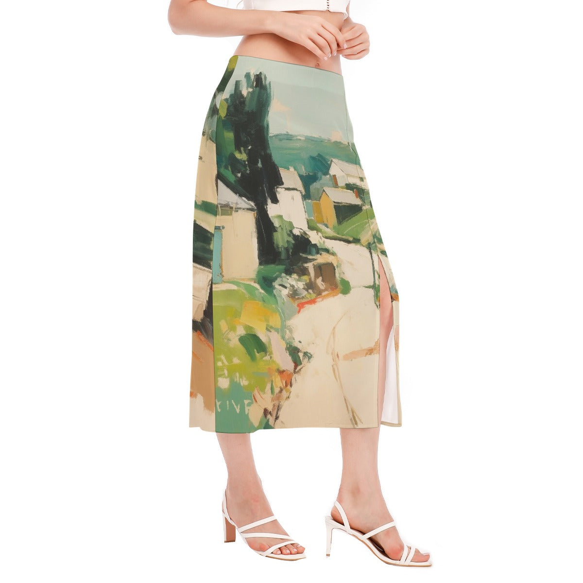 All-Over Print Women's High Slit Long Skirt