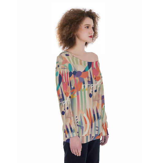 All-Over Print Oversized Women's Off-Shoulder Sweatshirt