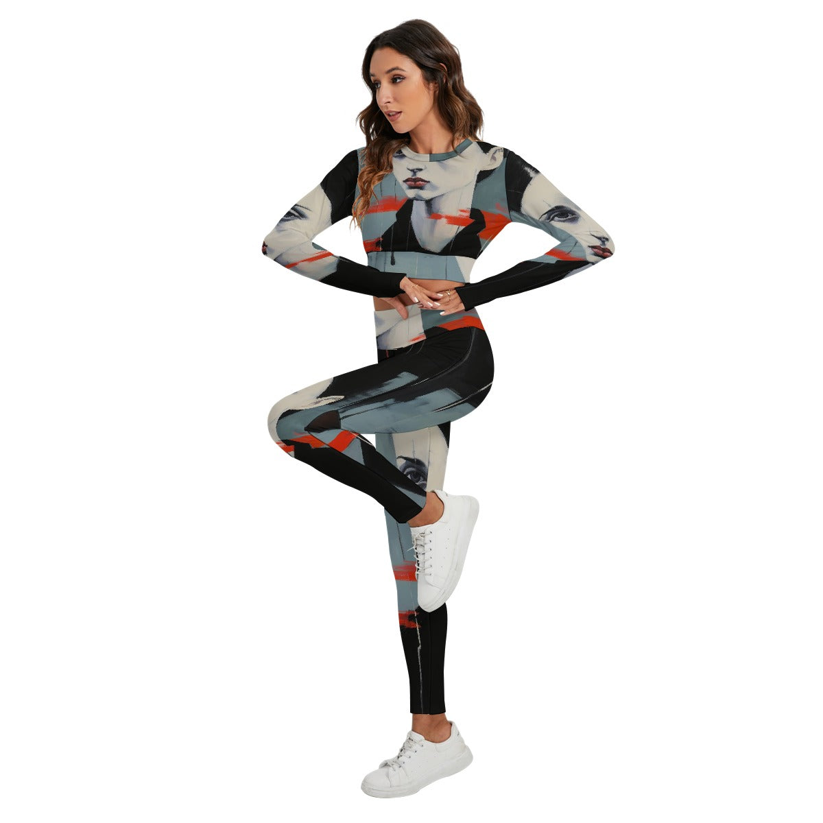 All-Over Print Women's Sport Set With Backless Top And Leggings