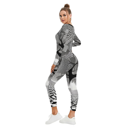 All-Over Print Women's Plunging Neck Jumpsuit
