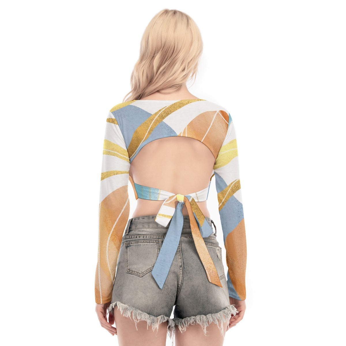 All-Over Print Women's Back Hollow T-shirt With Strap