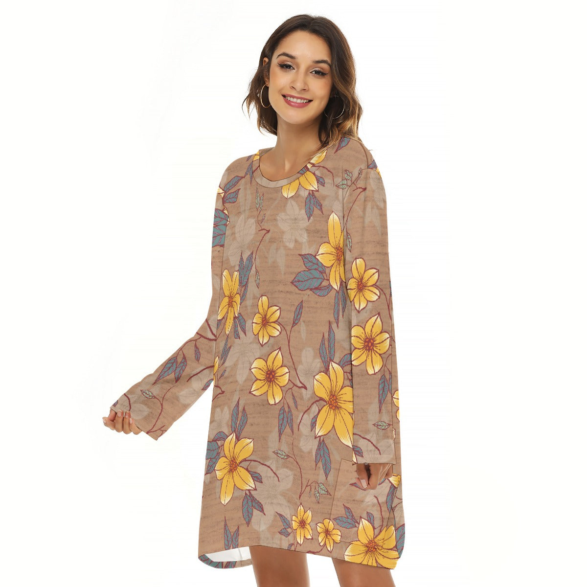 All-Over Print  Women's Loose Crew Neck Dress