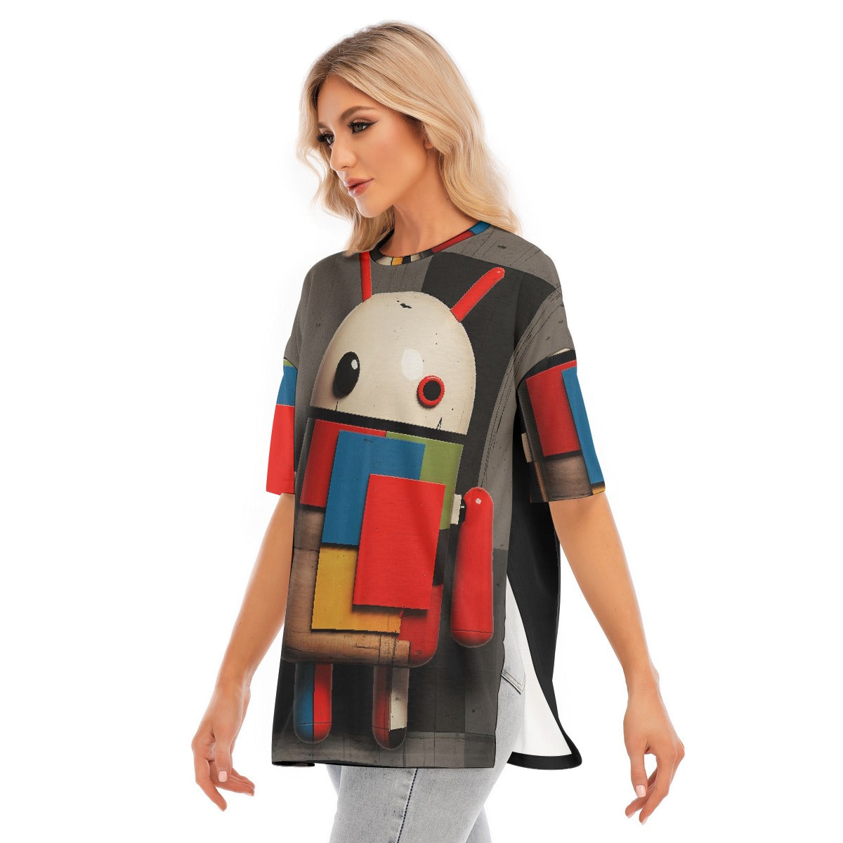 All-Over Print Women's Short Sleeves T-shirt With Hem Split