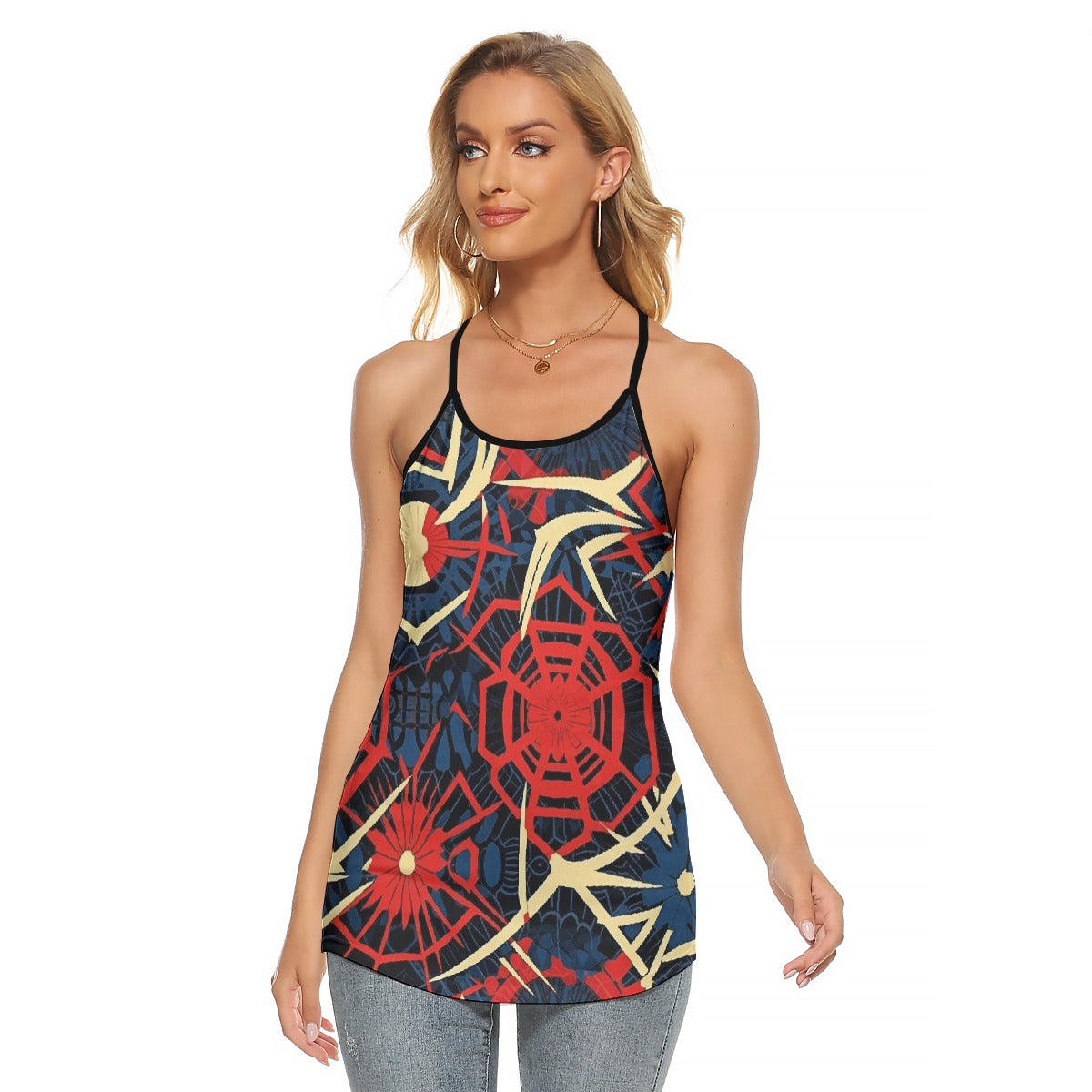 All-Over Print Women's Criss-Cross Open Back Tank Top
